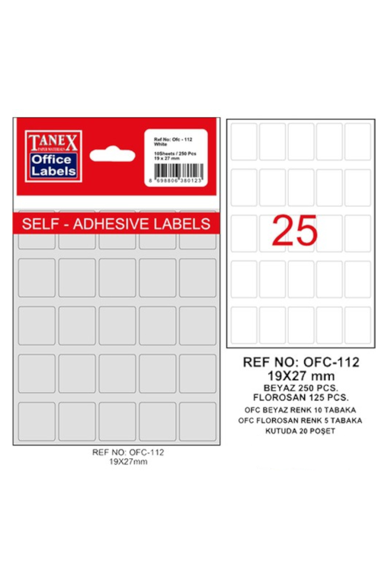 Tanex Ofc-112 Beyaz Ofis Etiketi
