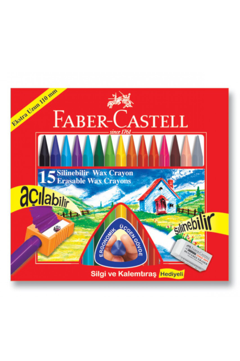 Faber Castell Pastel Boya 15 Renk Silinebilir Wax